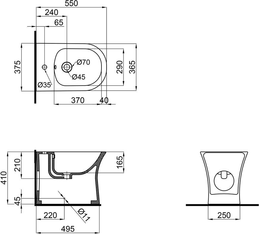 Биде напольное QTAP Virgo 550x360x410 White QT18442169CW - QT18442169CW