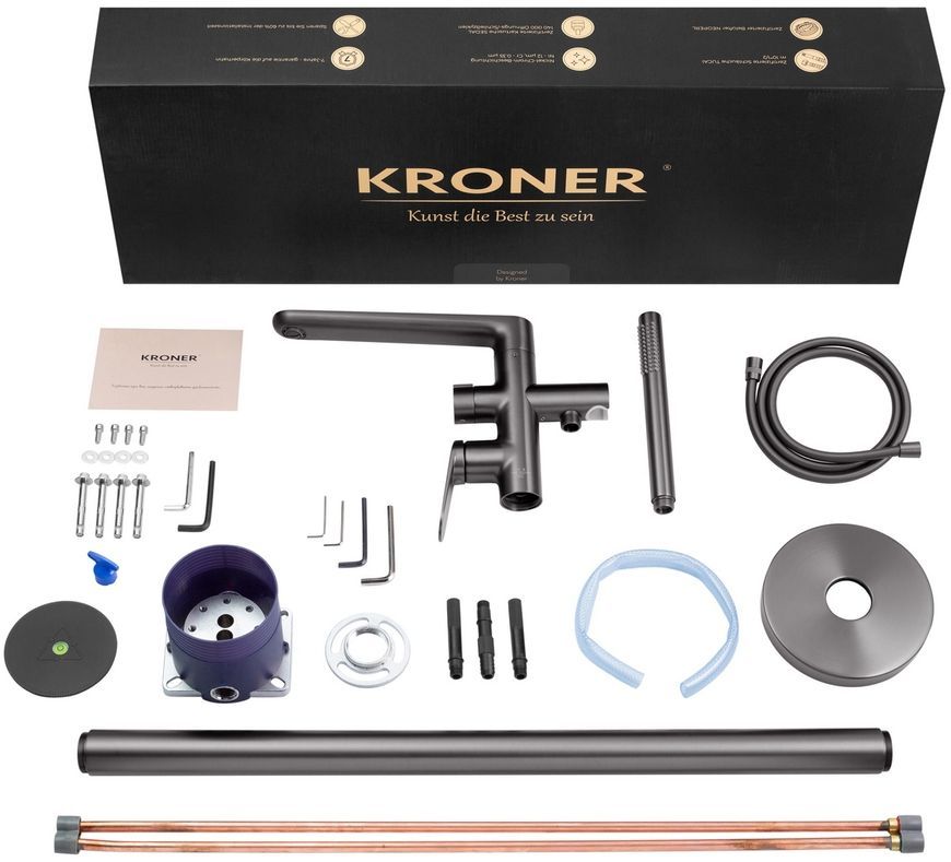 Смеситель отдельностоящий для ванны Kroner Element 211339-5301 с душевым гарнитуром, латунь, графит CV035961 - Element 211339-5301