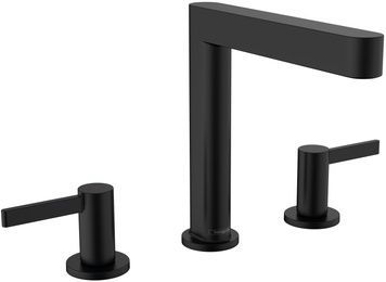 Смеситель для раковины HANSGROHE Finoris 160 на 3 отверстия Matt Black 76034670 черный матовый с донным клапаном push-open - 76034670