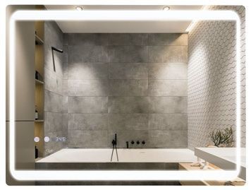 Дзеркало Qtap Mideya 800х600 з LED-підсвічуванням, антизапотіванням, годинником, сенсорним вимикачем QT2078NCF8060W