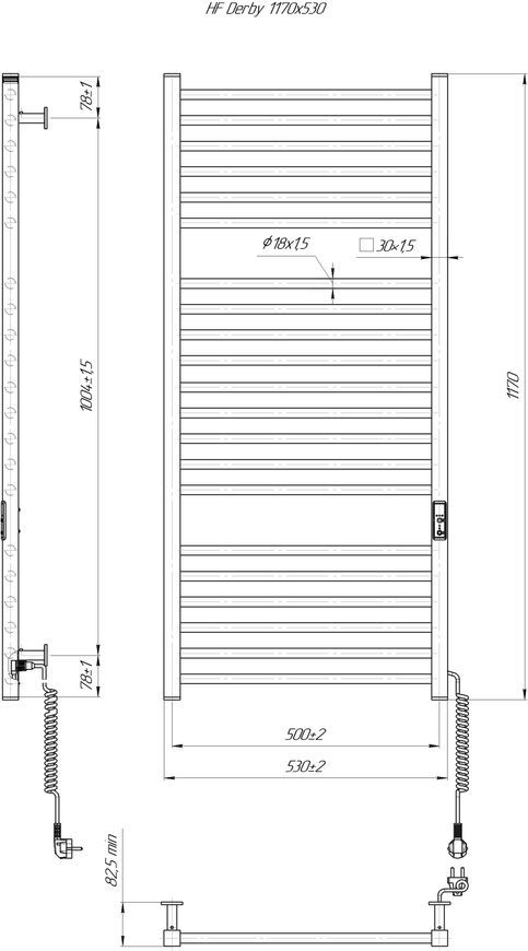 Полотенцесушитель электрический Hygge Family HF Derby 1170х530 черный 6.1.0404.06.BM - 6.1.0404.06.BM