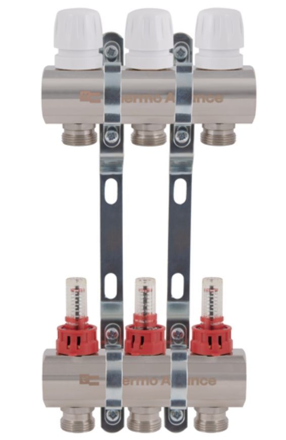 Коллектор с расходомерами Thermo Alliance Standart 1" 3 выхода 3/4" SD235W3 латунь - SD235W3