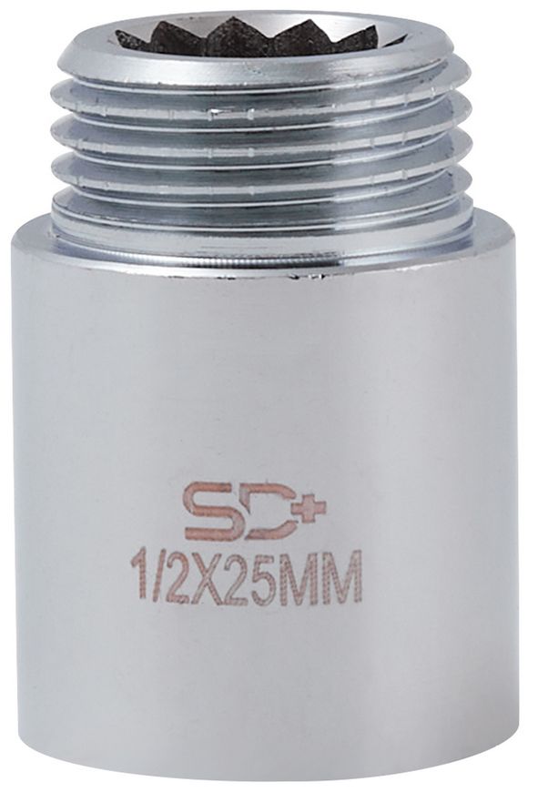 Удлинитель латунный хромированный SD Plus 1/2"НРх1/2"ВР длина 25 мм SD1301525