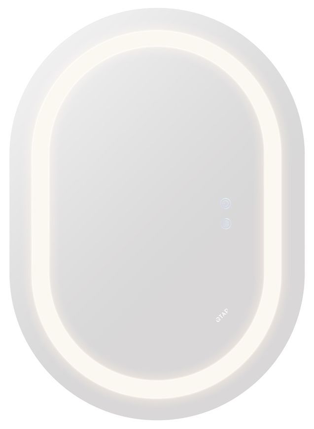 Дзеркало Qtap Gemini 650х900 овальне з LED-підсвічуванням Touch, з антизапотіванням, з димером, рег. темп. кольору (3000-6500K) QT2578R6590