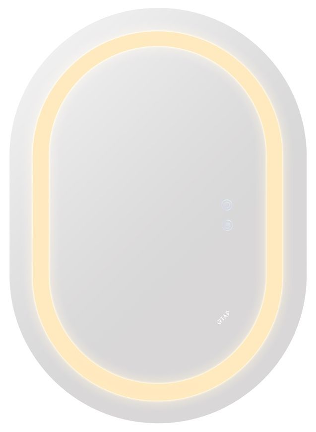 Дзеркало Qtap Gemini 650х900 овальне з LED-підсвічуванням Touch, з антизапотіванням, з димером, рег. темп. кольору (3000-6500K) QT2578R6590