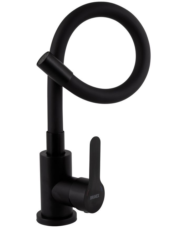 Смеситель для кухни Brinex Pure 015F3 с гибким изливом Black Matt BRIPUR015F3BLM - BRIPUR015F3BLM