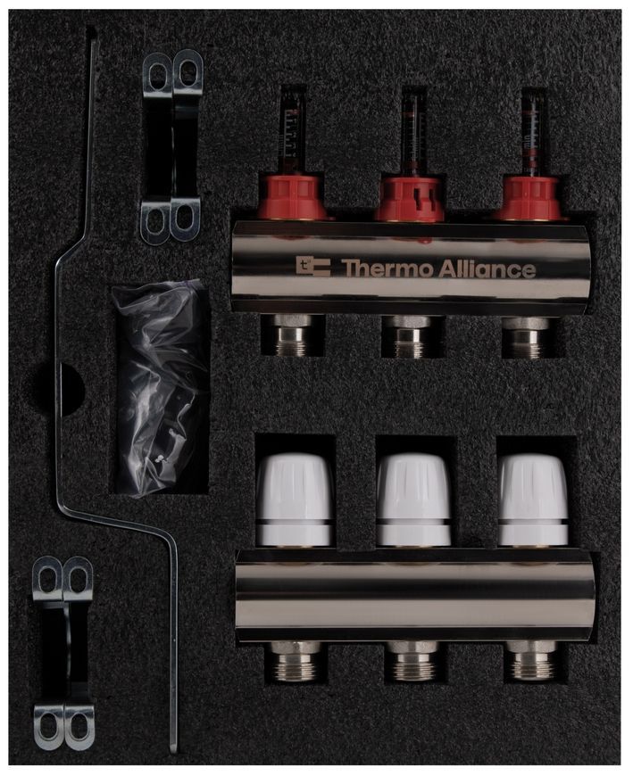 Коллектор с расходомерами Thermo Alliance Standart 1" 3 выхода 3/4" SD235W3 латунь - SD235W3