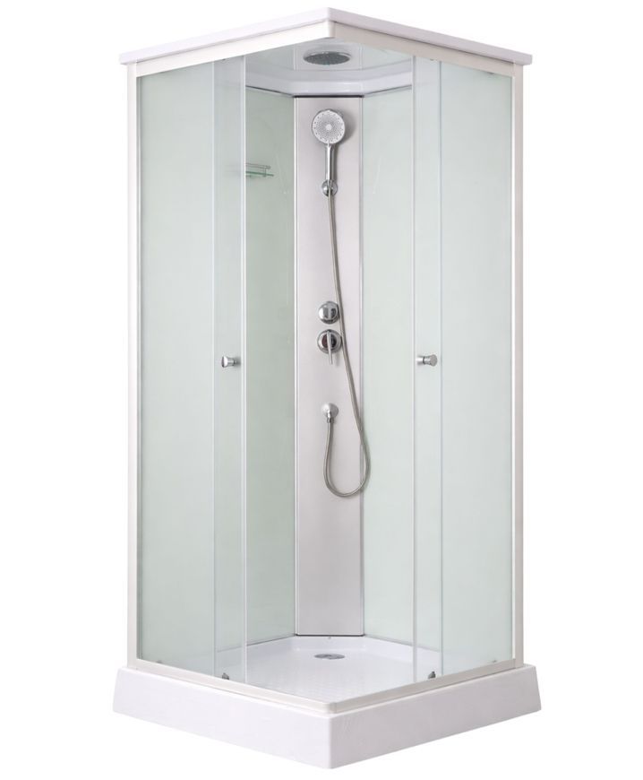Душовий бокс Lidz Kubis SB90x90.SAT.LOW.FR низький, скло Frost 4 мм + стінки WHI LKSB9090SATLOWFR - LKSB9090SATLOWFR