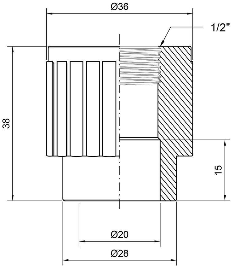 Муфта PPR ALFA PLAST 20х1/2" ВР - APFTCX2012X
