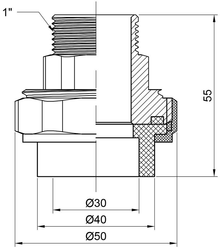 Згін "Американка" PPR ALFA PLAST 32х1" ЗР - APMTUX321XX