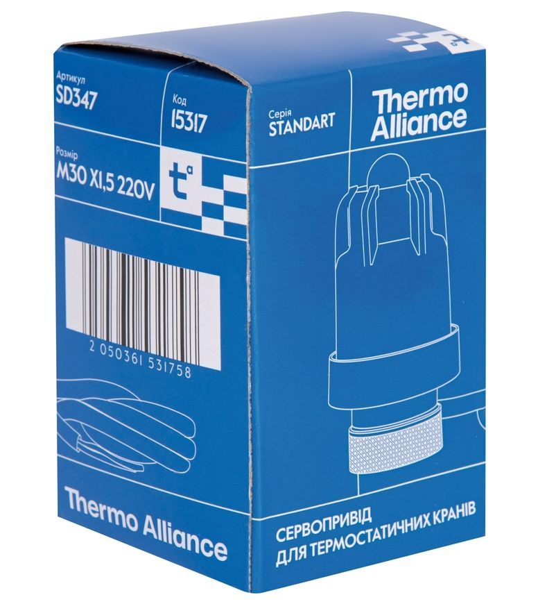 Сервопривід для термостатичних кранів Thermo Alliance Standart NC M30x1,5 230 В нормально закритий SD347