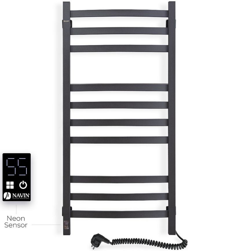 Рушникосушарка електрична NAVIN Avalon 480х1000 Sensor таймер регулятор права чорний муар 12-203053-4810 - 12-203053-4810