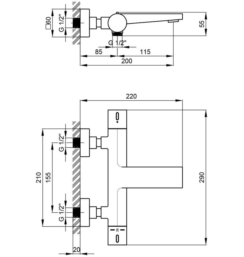 Смеситель для ванны Qtap Votice QVTC30T105GC термостатический Chrome - QVTC30T105GC