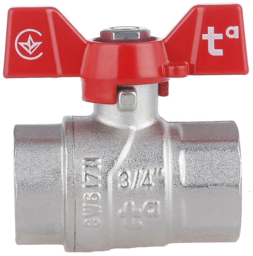 Кран шаровой Thermo Alliance Forte 3/4" ВР прямой, PN40, латунь, бабочка SF602W20 - SF602W20