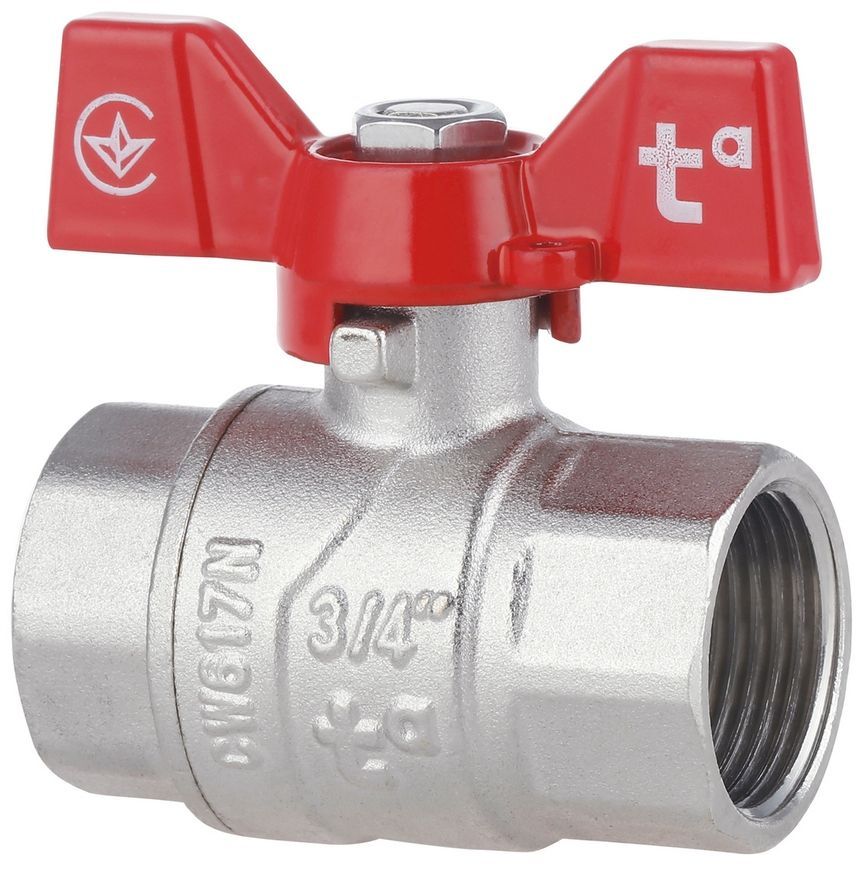 Кран шаровой Thermo Alliance Forte 3/4" ВР прямой, PN40, латунь, бабочка SF602W20 - SF602W20