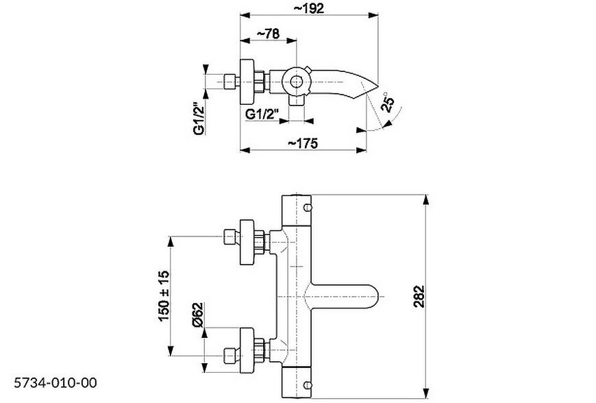 Смеситель для ванны KFA ARMATURA MOZA 5734-010-00 термостатический - 5734-010-00