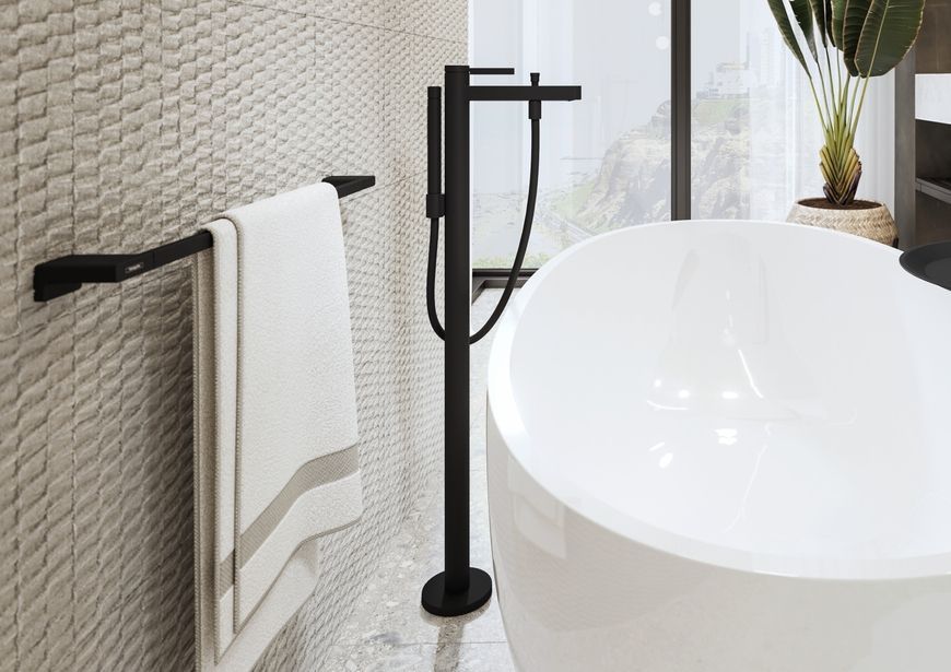 Тримач для рушників HANSGROHE AddStoris Matt Black 41747670 чорний матовий