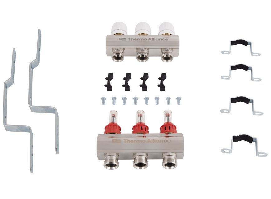 Коллектор с расходомерами Thermo Alliance Standart 1" 3 выхода 3/4" SD235W3 латунь - SD235W3