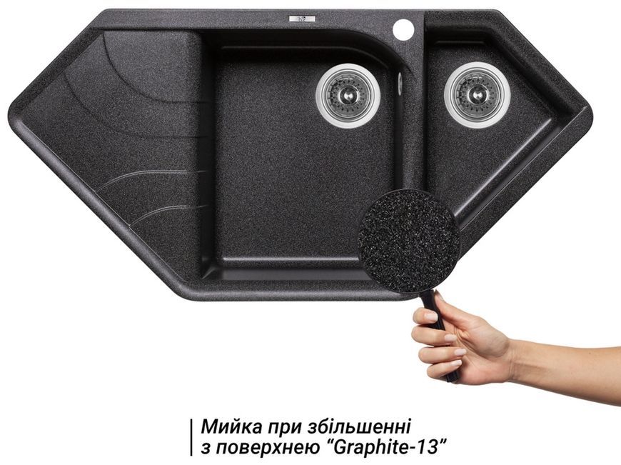 Кухонная мойка с дополнительной чашей LIDZ 1000x500/225 GRF-13 (LIDZGRF131000500225) - LIDZGRF131000500225