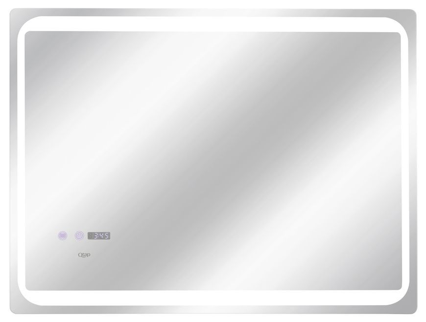 Дзеркало Qtap Mideya 800х600 з LED-підсвічуванням, антизапотіванням, годинником, сенсорним вимикачем QT2078NCF8060W