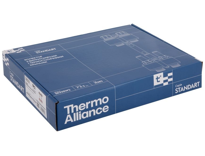 Коллектор с расходомерами Thermo Alliance Standart 1" 3 выхода 3/4" SD235W3 латунь - SD235W3