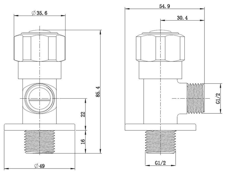 Кутовий вентиль Imprese 1/2"х1/2" чверть обороту AV02 хром