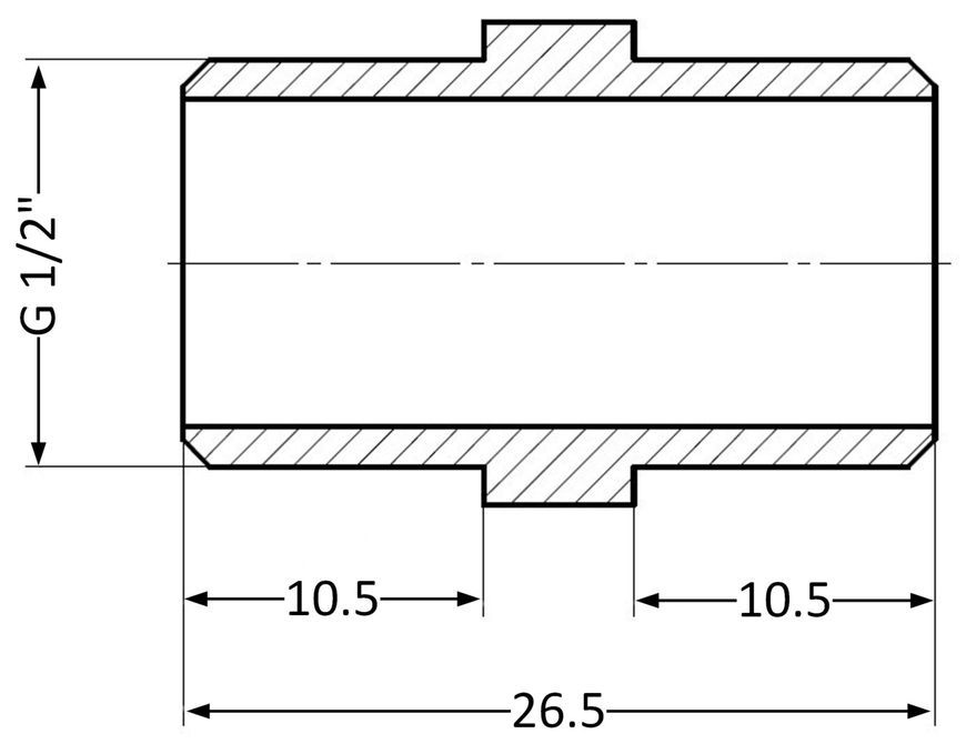 Ниппель латунный Thermo Alliance Standart 1/2"х1/2" НР равнопроходный SD4071515