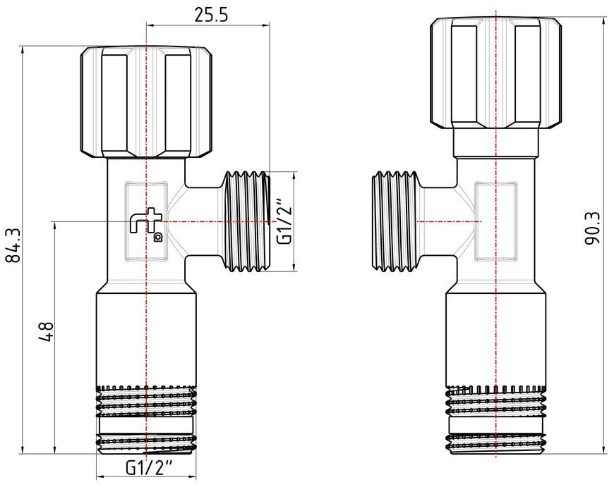 Кран приборный вентельный угловой Thermo Alliance Forte 1/2" НР латунь TAF341W1515