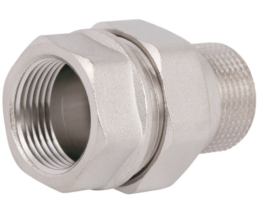 Згін-американка Thermo Alliance Forte 3/4" ВЗ нікельований, прямий, під плоску прокладку, латунь TAFG190W20
