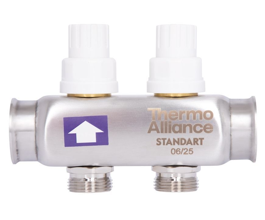 Колектор термо з витратомірами Thermo Alliance Standart 1" 2 виходи SD0042 нержавіюча сталь - SD0042