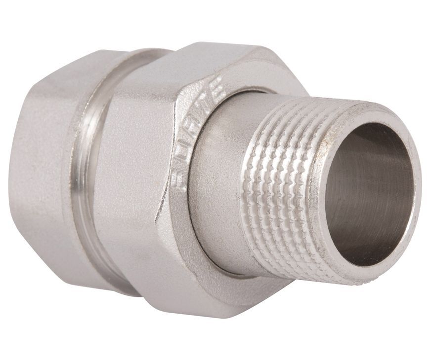Згін-американка Thermo Alliance Forte 3/4" ВЗ нікельований, прямий, під плоску прокладку, латунь TAFG190W20
