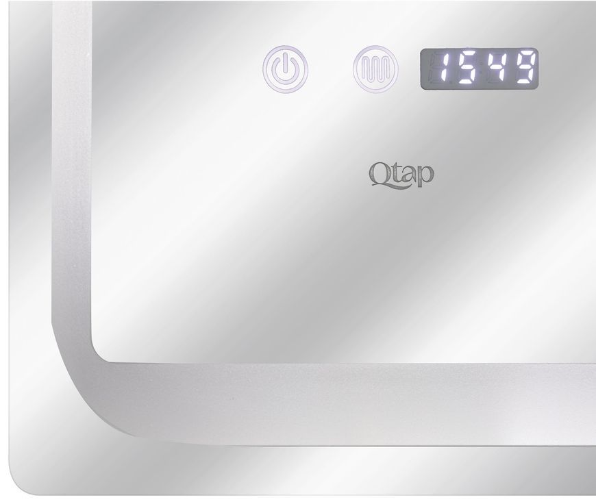 Дзеркало Qtap Mideya 800х600 з LED-підсвічуванням, антизапотіванням, годинником, сенсорним вимикачем QT2078NCF8060W