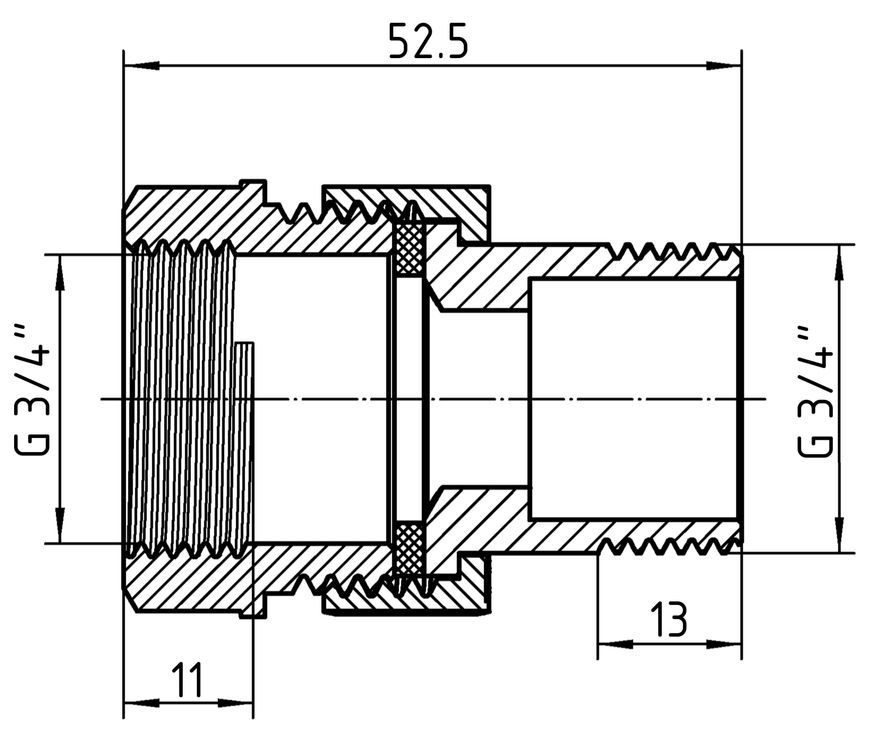 Згін-американка Thermo Alliance Forte 3/4" ВЗ нікельований, прямий, під плоску прокладку, латунь TAFG190W20