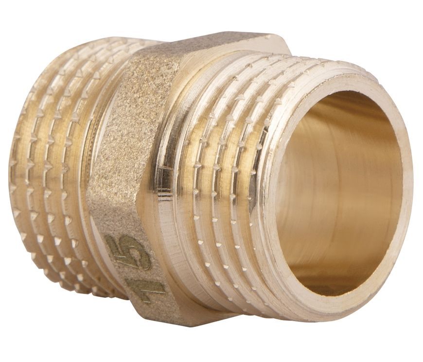 Ниппель латунный Thermo Alliance Standart 1/2"х1/2" НР равнопроходный SD4071515