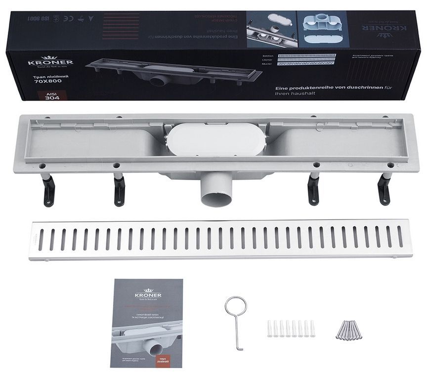 Трап лінійний Kroner KRP Harz S80 Sektion 800 мм сухий затвор S80Sektion CV029581 - S80Sektion