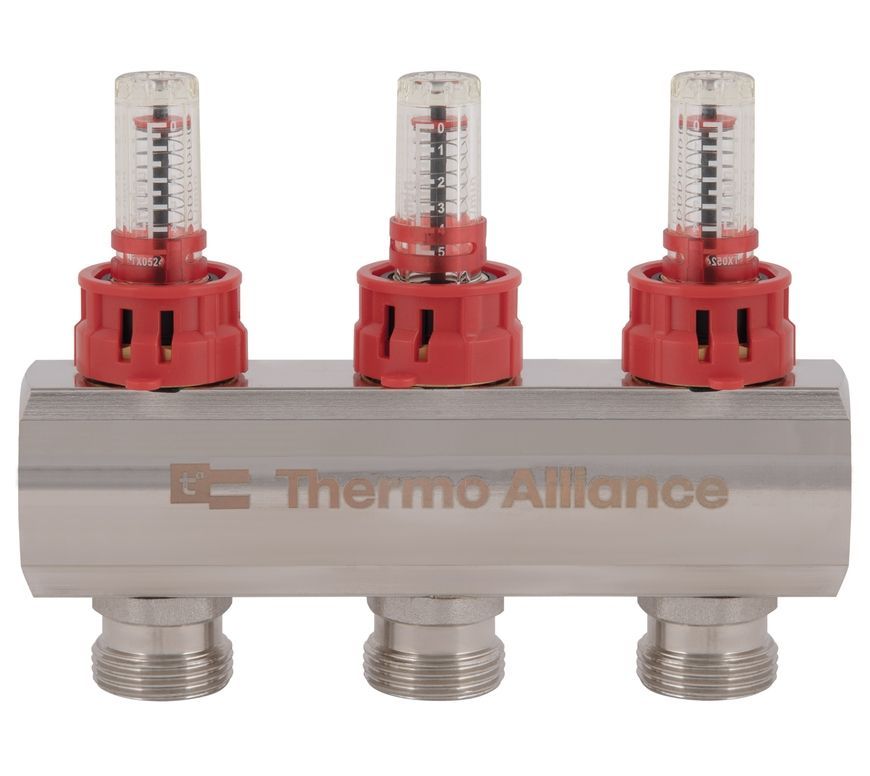Коллектор с расходомерами Thermo Alliance Standart 1" 3 выхода 3/4" SD235W3 латунь - SD235W3
