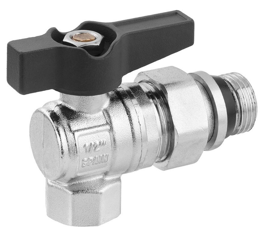 Кран-американка Karro Uno Black 1/2" ВН шаровой угловой с антипротеканием PN40 KR-100061 CV035516 - KR-100061