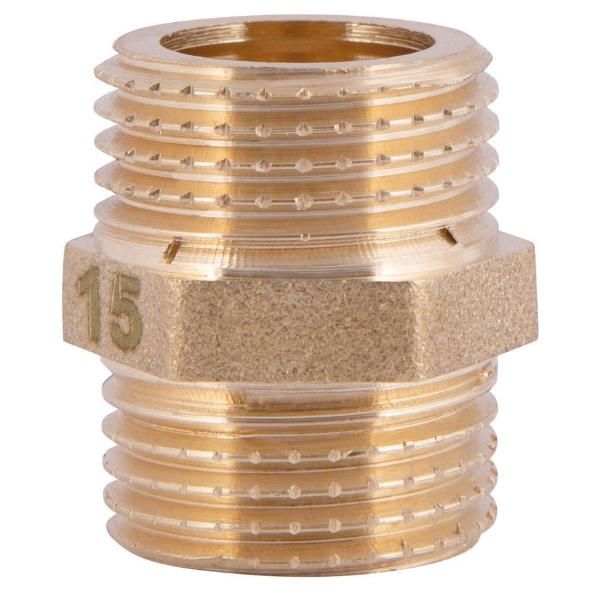 Ниппель латунный Thermo Alliance Standart 1/2"х1/2" НР равнопроходный SD4071515