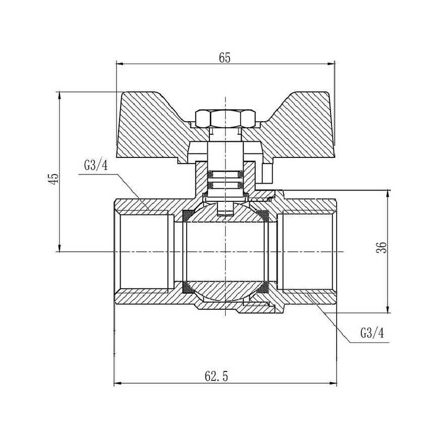 Кран шаровой SD FORTE 3/4" ВР для воды (бабочка) SF602W20 - SF602W20