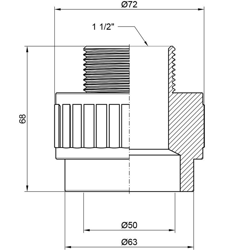 Муфта PPR ALFA PLAST 50х1" 1/2 ЗР - APMTCX50112