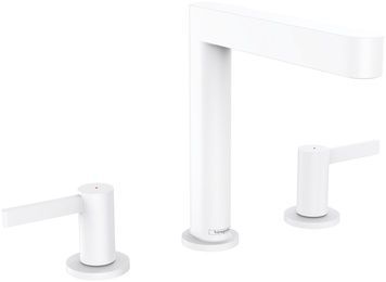 Змішувач для раковини HANSGROHE Finoris 160 на 3 отвори Matt White 76034700 білий матовий з донним клапаном push-open - 76034700