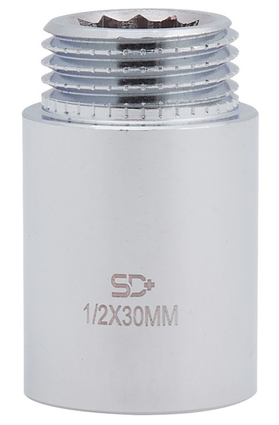 Удлинитель латунный хромированный SD Plus 1/2"НРх1/2"ВР длина 30 мм SD1301530