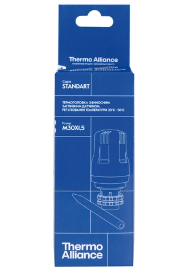 Термостатична головка Thermo Alliance Standart М30х1,5 (20-50&deg;С) з виносним заглибним датчиком TAS34150 - TAS34150