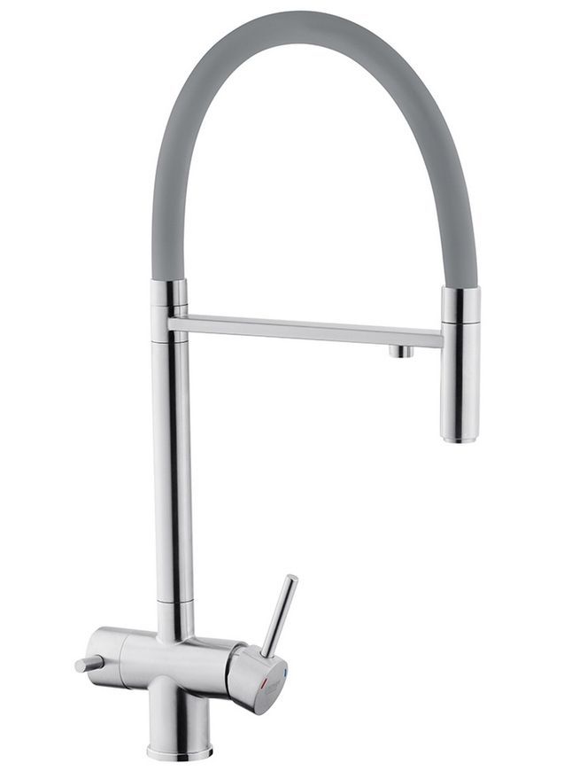Змішувач для кухні з підключенням до фільтра Kroner KRP Edelstahl Klassisch-ESG03815GRA нержавіюча сталь/сірий CV027934 - Klassisch-ESG03815GRA