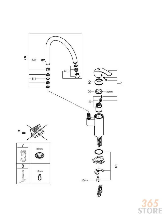 Смеситель для мойки GROHE&nbsp;Eurosmart 33202002 - 33202002