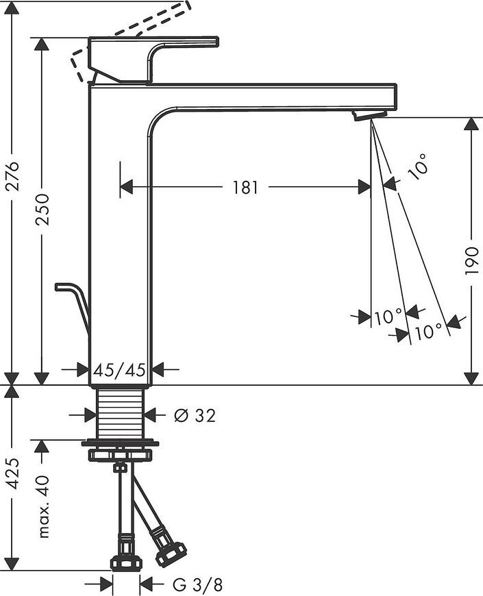 Змішувач для раковини HANSGROHE Vernis Shape 190 хром 71562000 з донним клапаном - 71562000