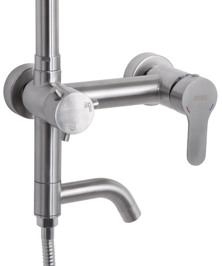 Душевая система универсальная Brinex Pure 1030 на 3 потребителя с изливом Nickel BRIPUR1030NKL - BRIPUR1030NKL