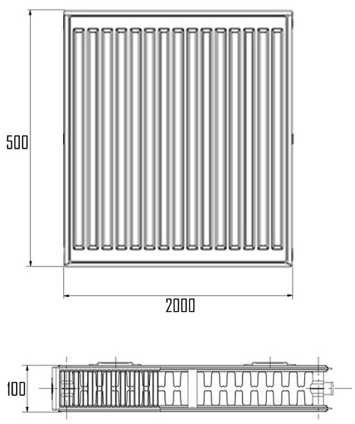 Радиатор стальной IMAS 22 (500x2000) мм боковое подключение I225002000K - I225002000K