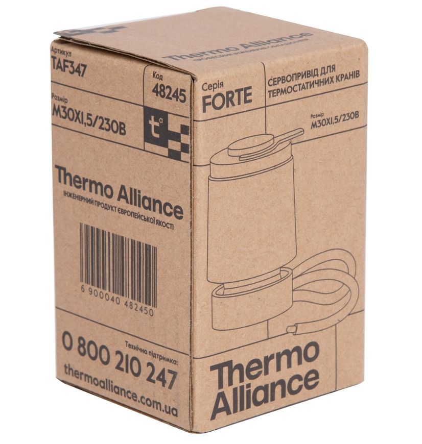 Сервопривід для термостатичних кранів Thermo Alliance Forte M30x1,5 230 В нормально закритий NC TAF347