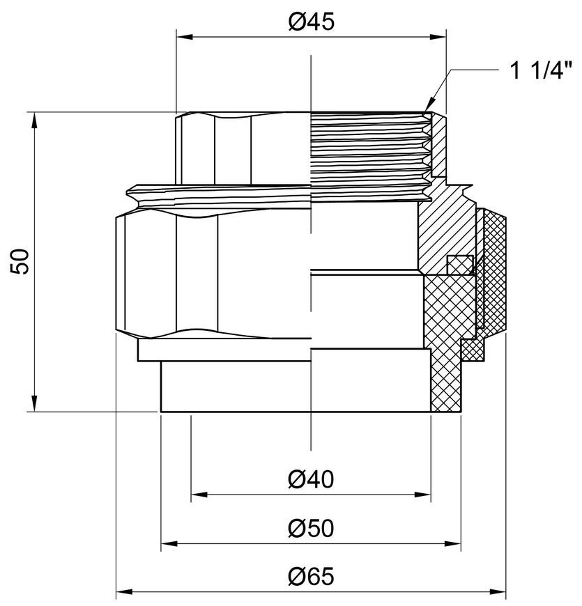 Згін "Американка" PPR ALFA PLAST 40х1" 1/4 ВР - APFTUX40114